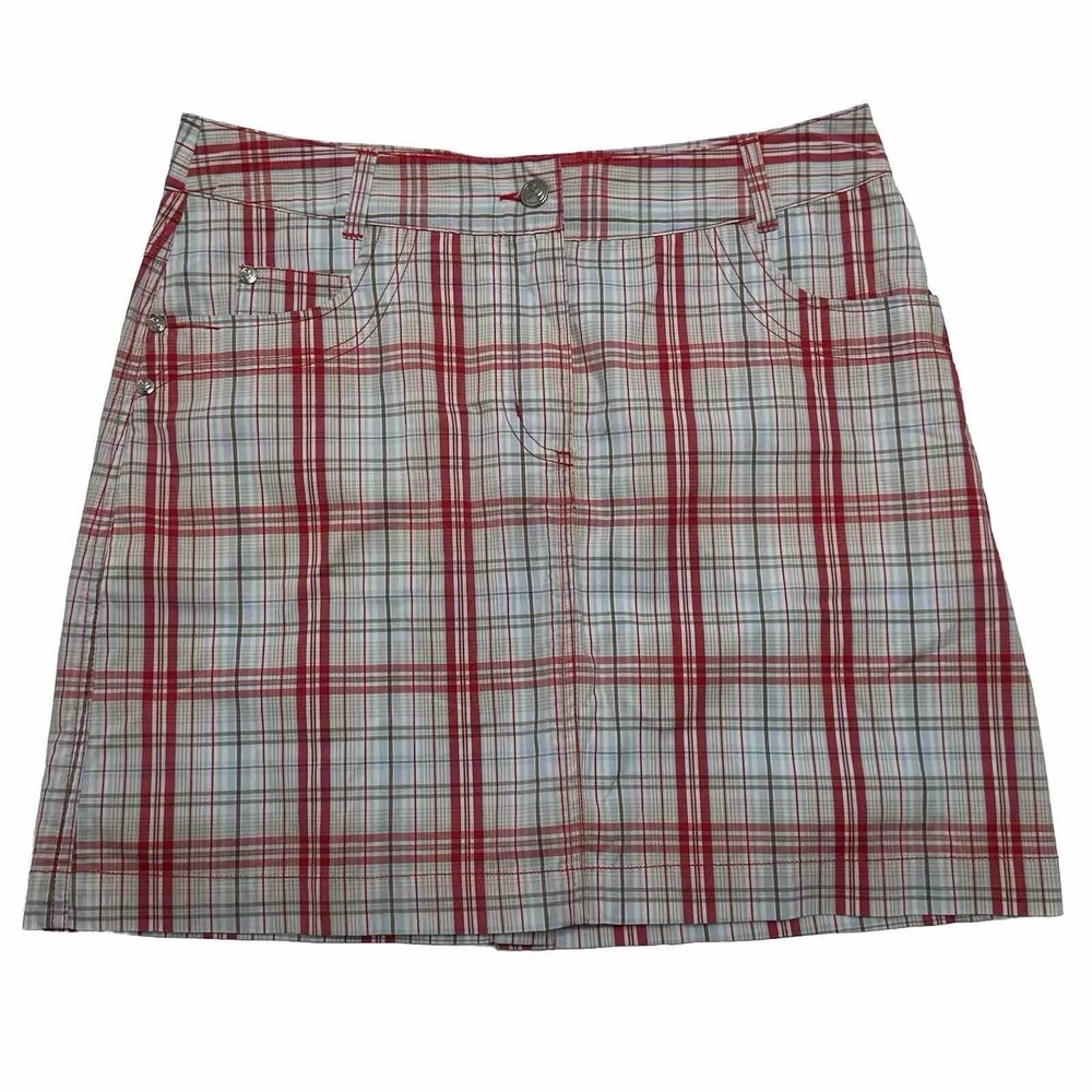 Daily Sports A Swedish Story Skirt Skort US Size 8 Red Plaid Active Golf Tennis‎